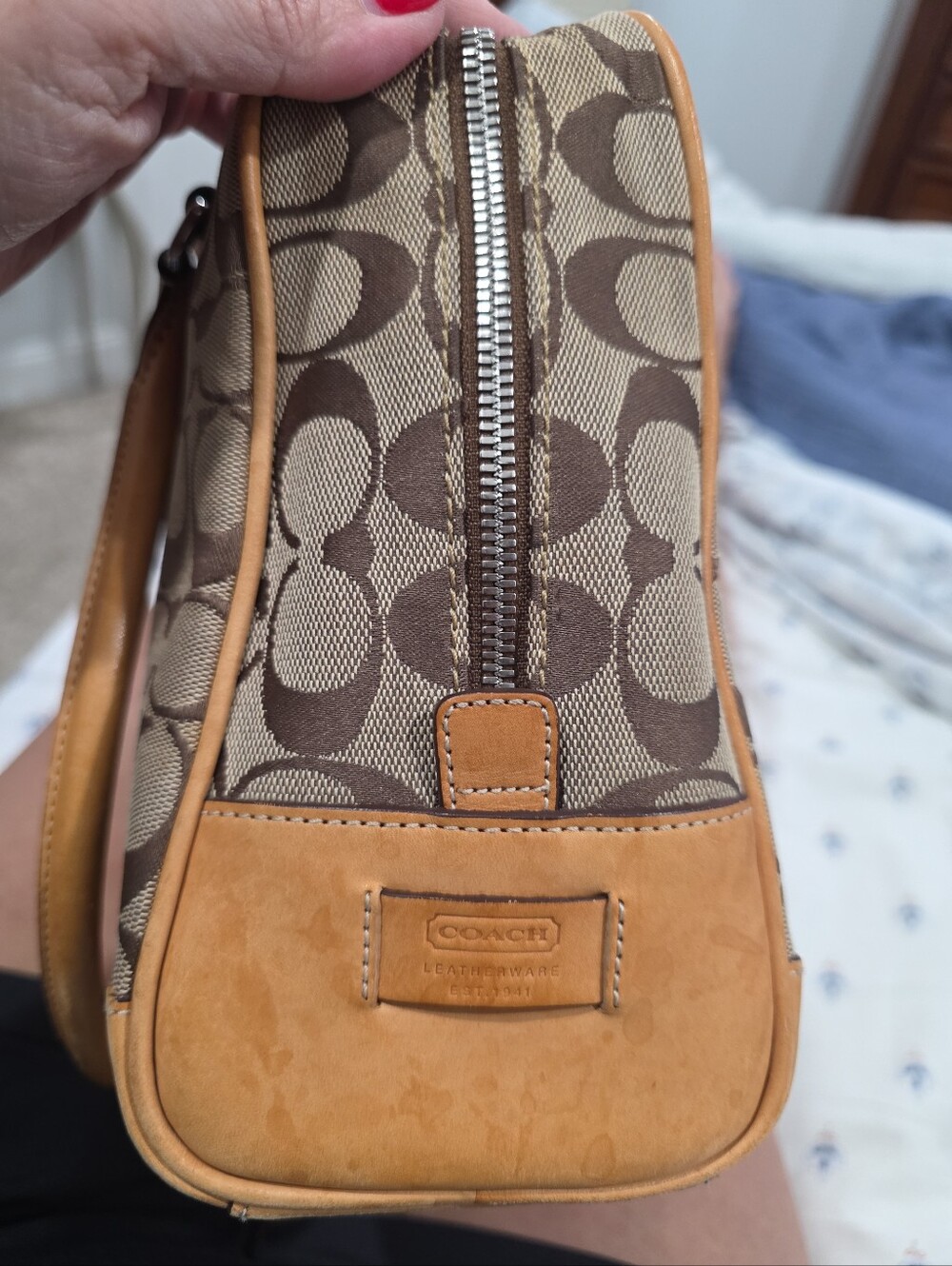 Coach Signature Tan Canvas Shoulder Handbag 6097 Leather Trim Vintage Authentic - Picture 10 of 13